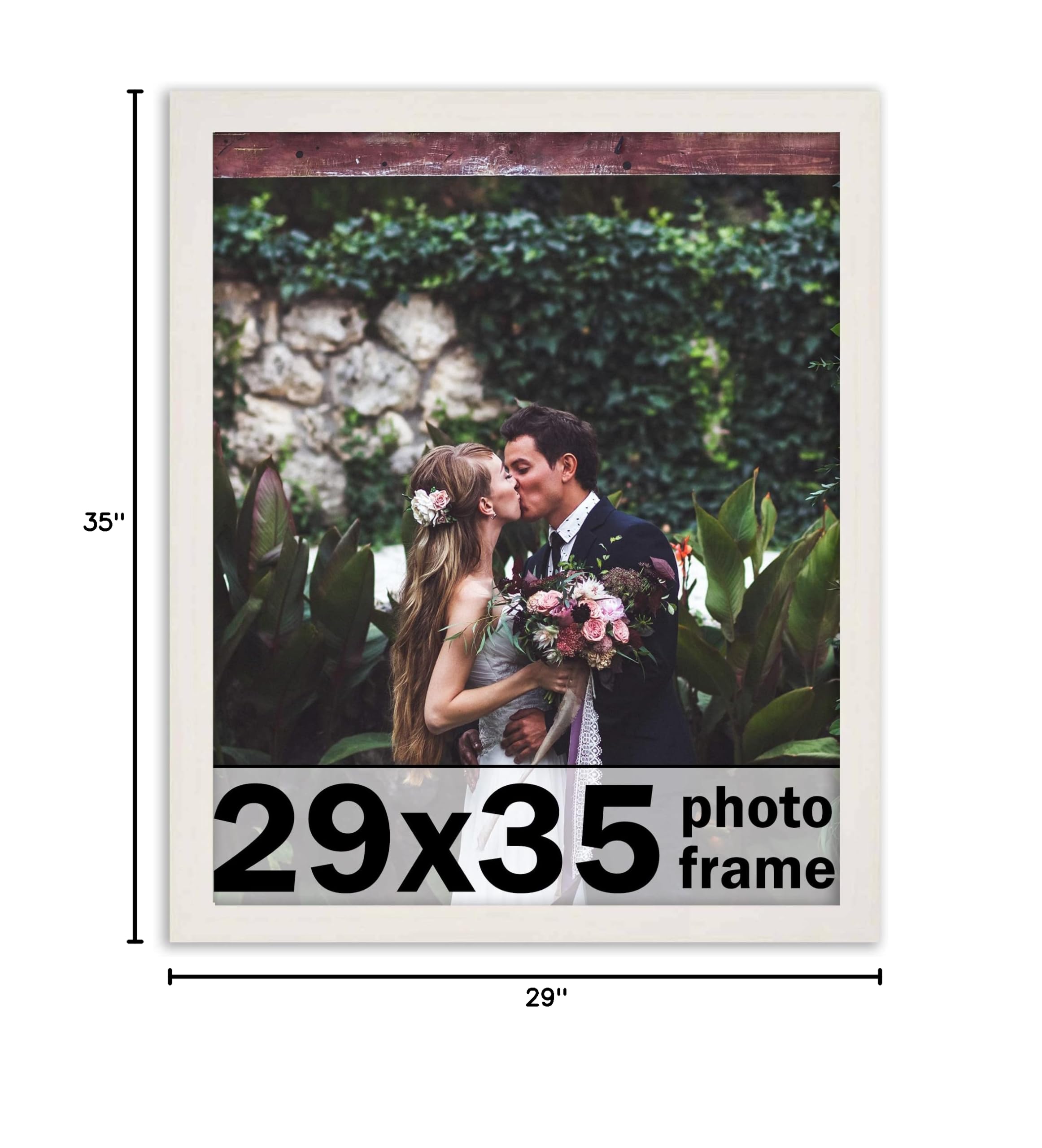CountryArtHouse 29x35 Inch Whitewashed Solid Wood Picture Frame with 0.8125