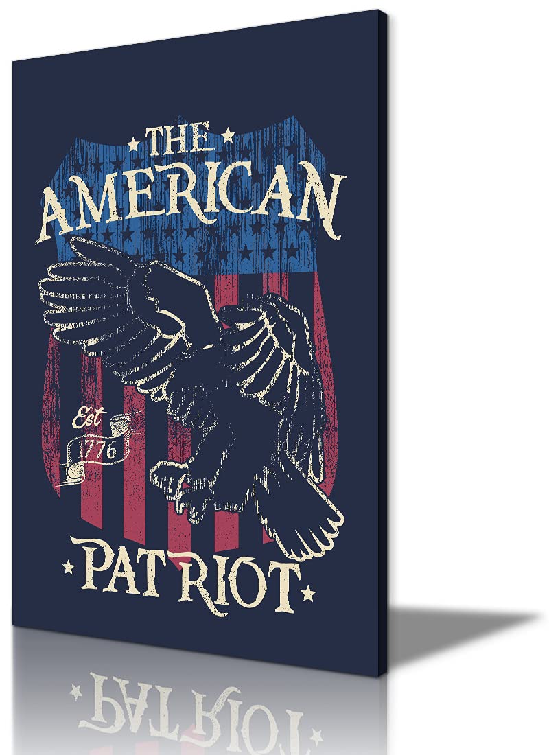 Handcrafted Wooden American Flag Wall Art - Patriotic Eagle Decor for Home & Office - Rustic Wood Wall Hanging (28''W x 40''H) - Perfect for Living Room, Bedroom, or Military Themed Spaces