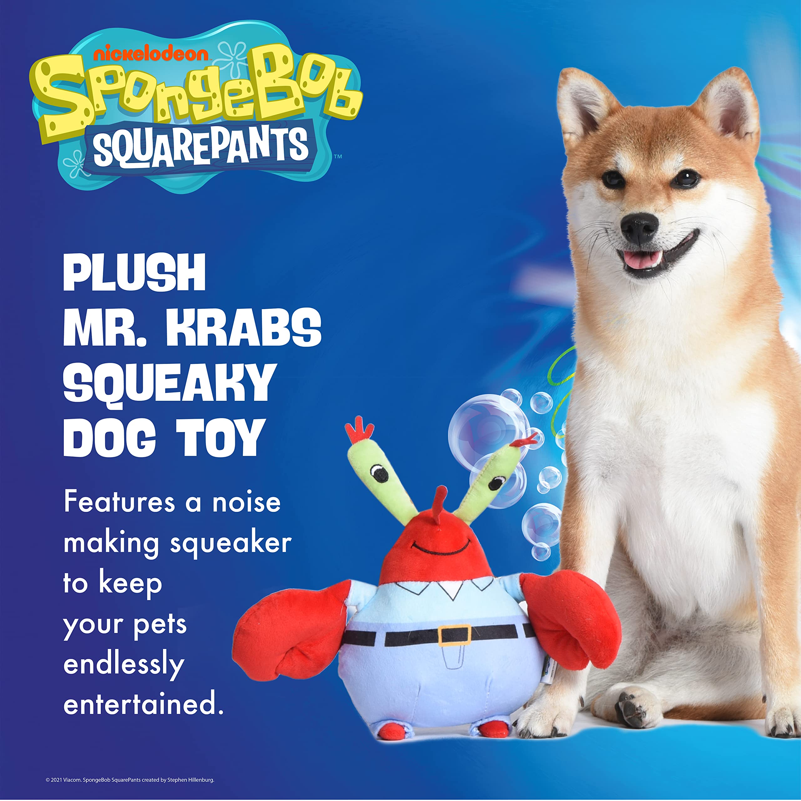 SpongeBob SquarePants Mr. Krabs Plush Dog Toy - 9 Inch Soft Squeaky Crab Toy for Small & Medium Dogs | Durable Plush Fabric Pet Chew Toy | Perfect Gift for SpongeBob Fans | Great for Playtime, Training & Cuddling