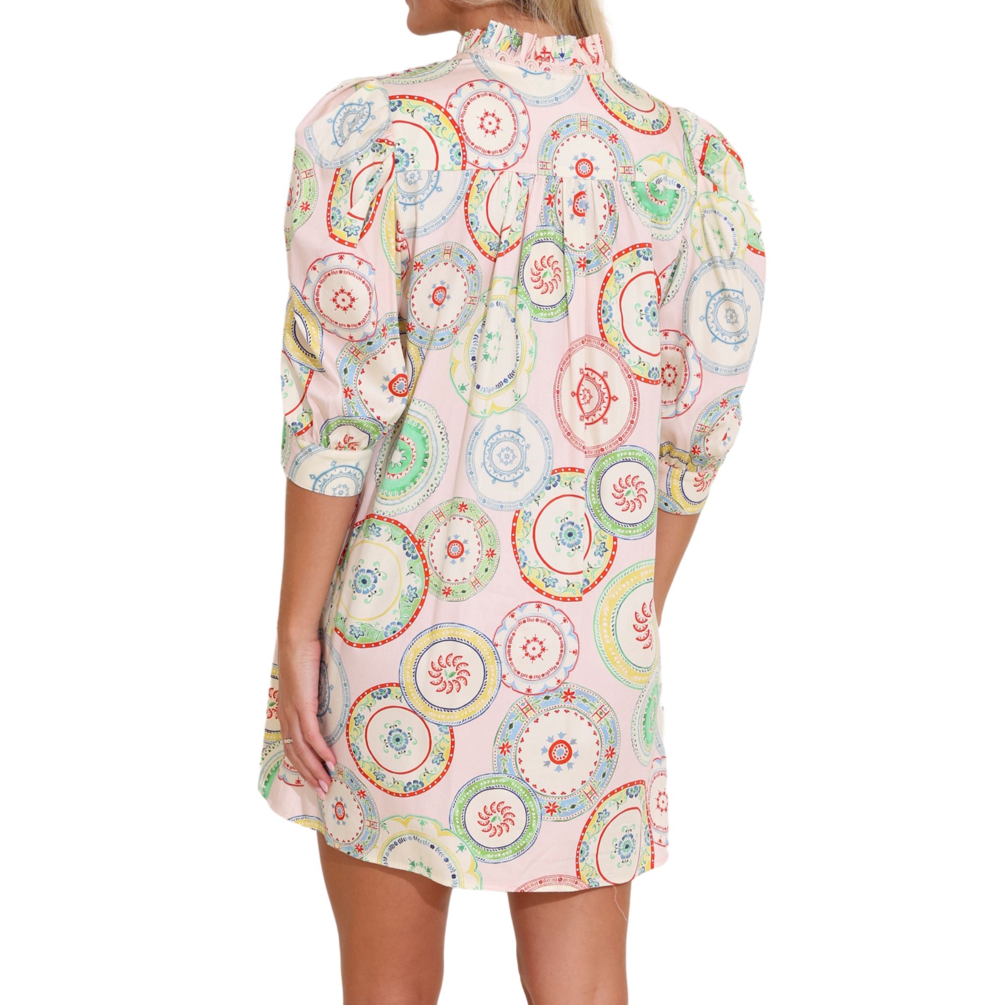 Elegant Teagen Porcelain Dress for Women - Classic Floral Print A-Line Dress - Perfect for Weddings, Parties & Special Occasions