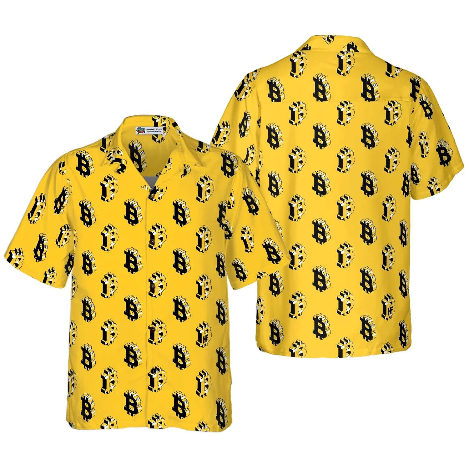 HYPERFAVOR Bitcoin T-Shirts for Men - Casual Short Sleeve Crypto Shirt - Bitcoin Hawaiian Shirts Gift Set for Bitcoin Lovers & Crypto Enthusiasts - Perfect for Beach Parties, Tech Events & Casual Wear