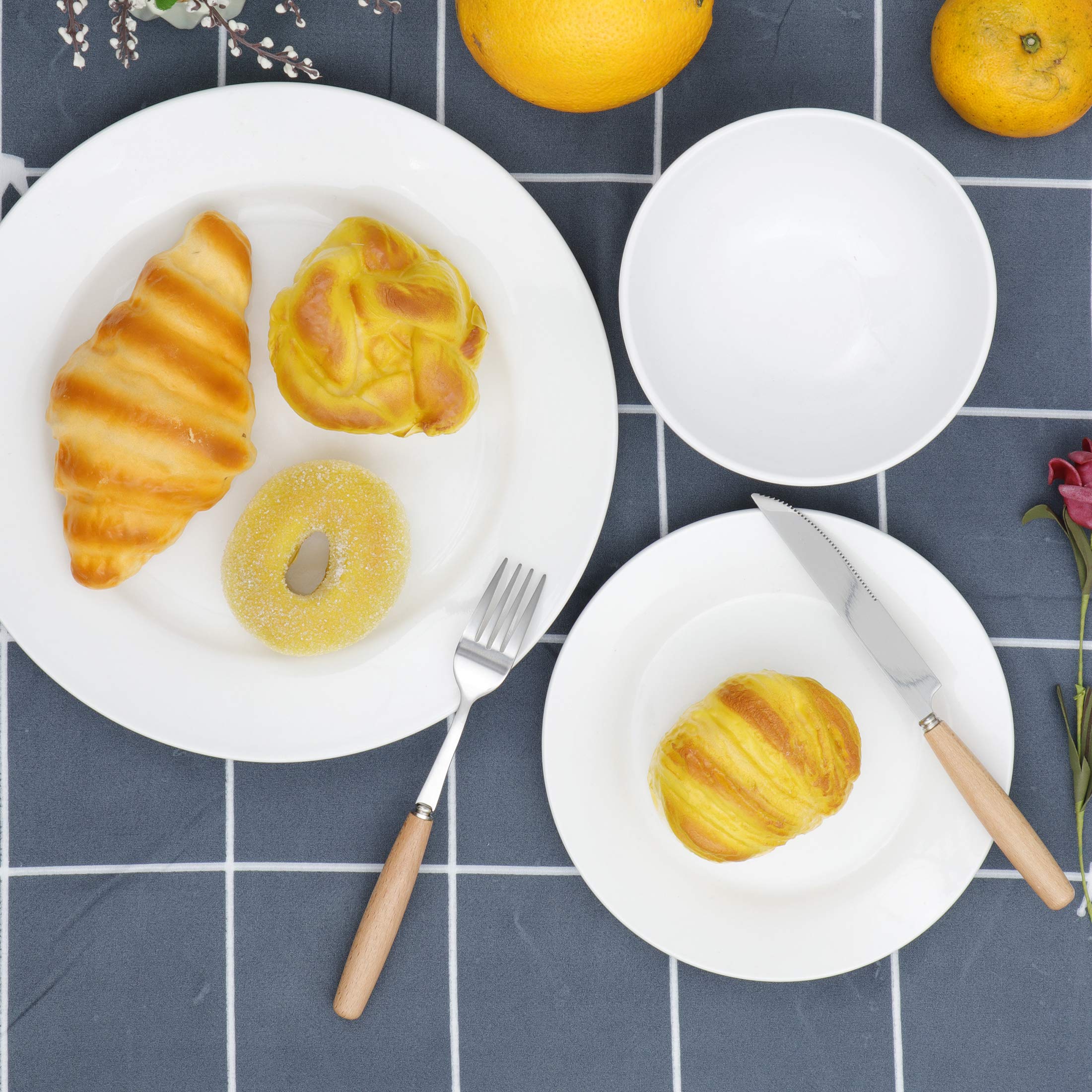 18-Piece White Porcelain Dinnerware Set - Round Plates, Bowls & Serving Dishes for 6 | Elegant Table Setting for Family Dinners, Holiday Entertaining & Restaurant Use