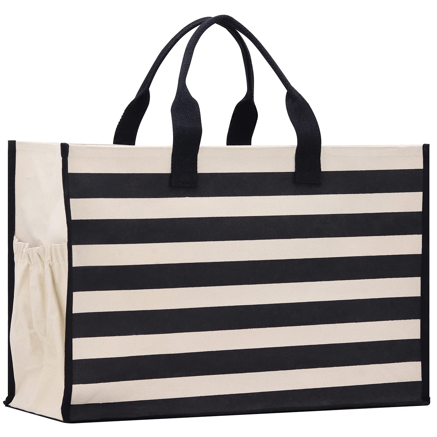VANESSA ROSELLA XL Beach Tote Bag - Cotton Canvas with Zipper Pockets for Pool, Travel & Picnic