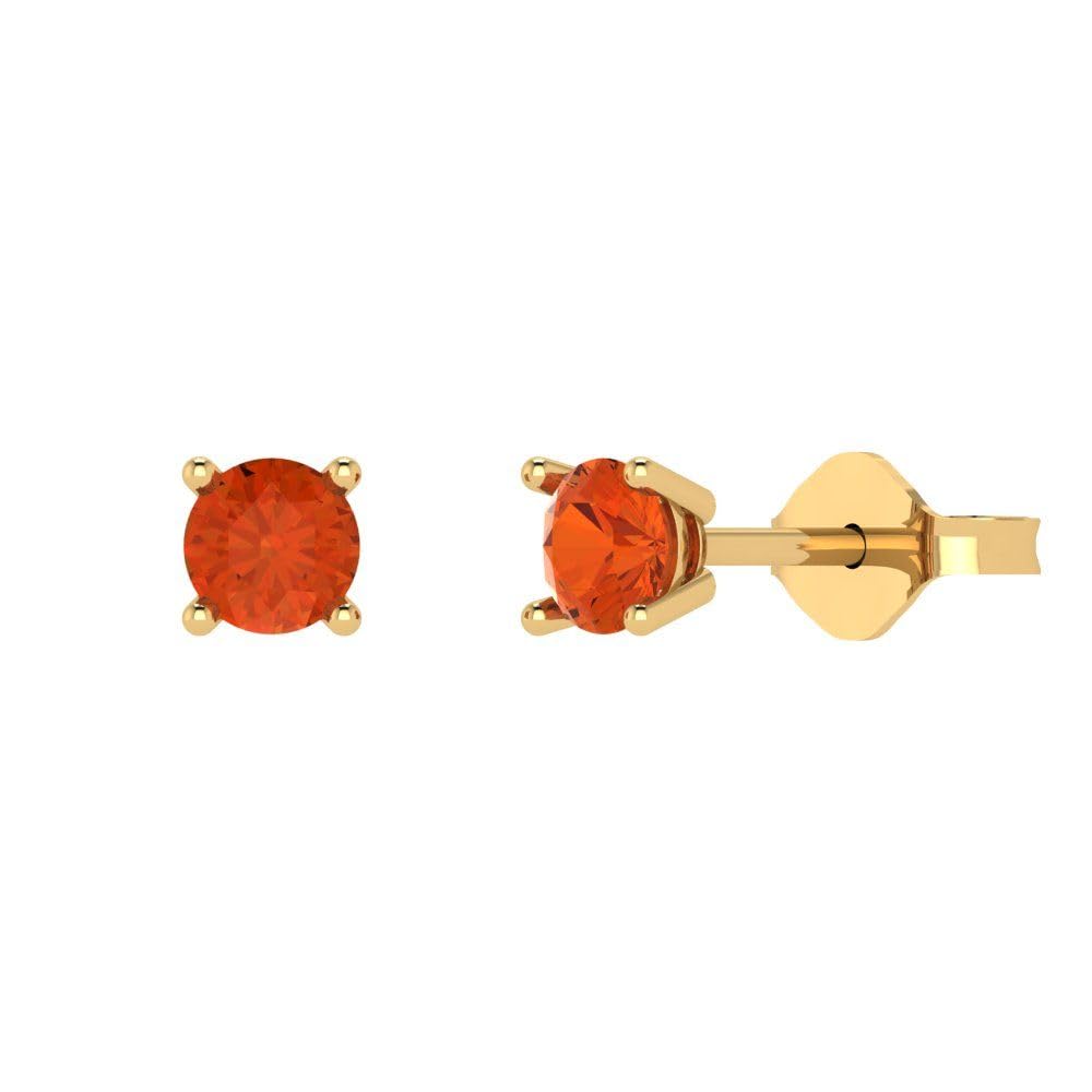 0.20 Carat Round Cut Solitaire Simulated Diamond Stud Earrings - 14K Yellow Gold Push Back for Anniversary, Wedding & Special Occasions | Elegant Fine Jewelry Gift for Her