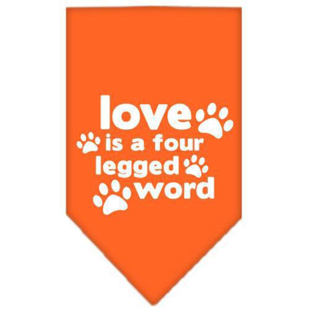 Dog Bandana for Pets - 'Love Is A Four Legged Word' Navy Blue Small Bandana - Perfect for Pet Birthdays, Holidays & Photo Shoots