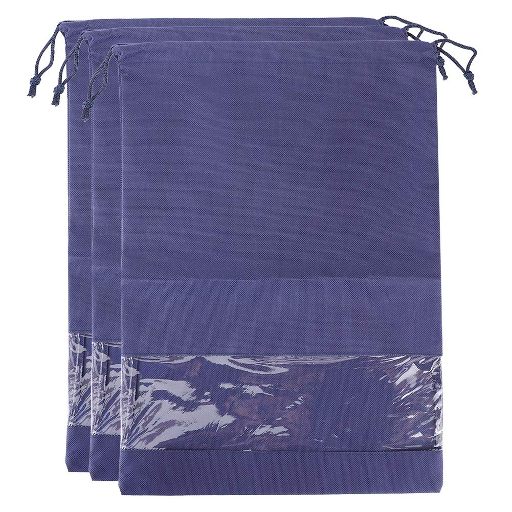 Ymiko 3Pcs Dustproof Shoe Storage Bags - Breathable Drawstring Organizer for Travel & Home (L Size)
