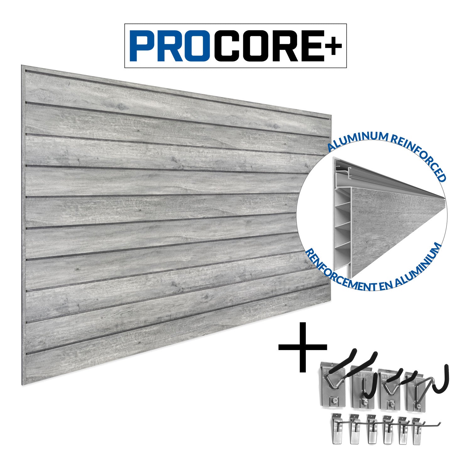 Procore+ Gray Wood Slatwall Mini Bundle - Wall Organizer for Retail Displays & Home Storage - Perfect for Stores, Garages, and Office Organization