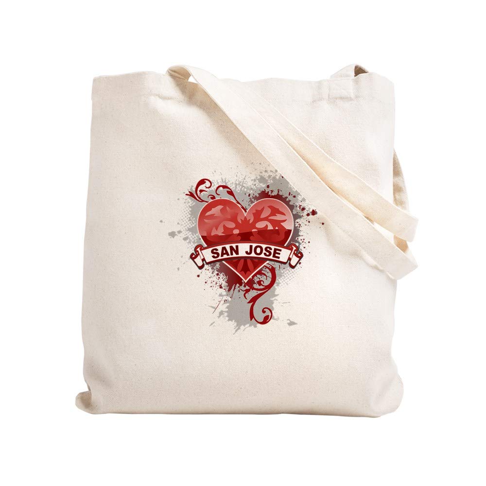Heart San Jose Tote Bag - Natural Canvas Reusable Shopping Bag for Groceries, Beach & Work | Eco-Friendly Cotton Tote with Unique Design
