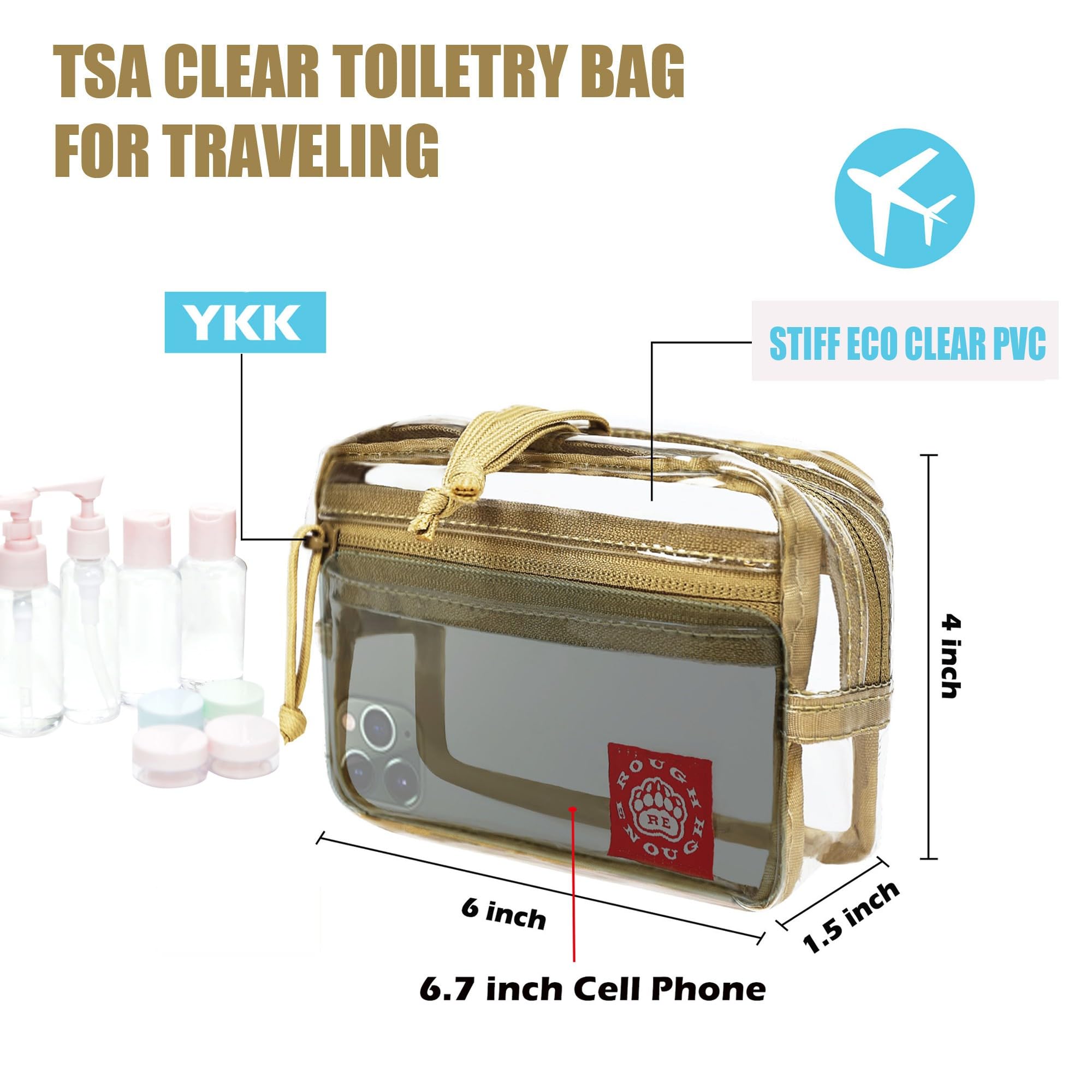 TSA Approved Clear Quart Size Travel Toiletry Bag for Women & Girls - Perfect for Makeup, Skincare & Travel Essentials | Compact & Durable for Airports, Gym, Beach & Daily Use