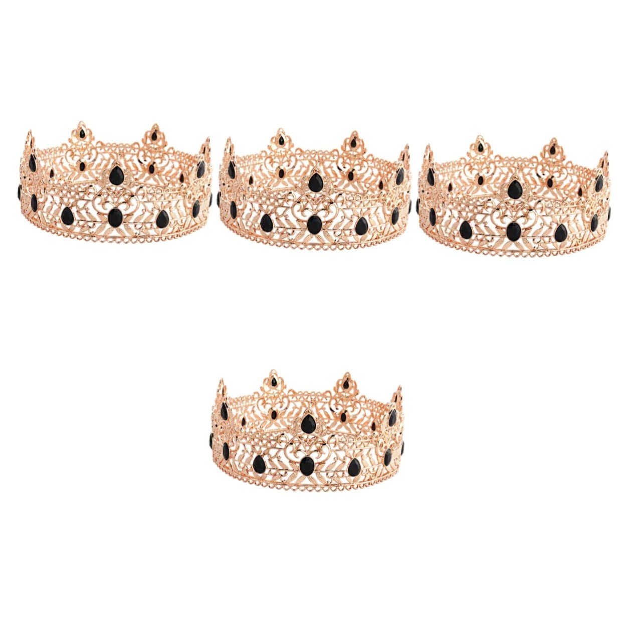 POPETPOP 2-Piece King Crown Costume Set - Medieval Royal Crown Headpiece for Men, Antique Gold Alloy King Costume Accessories for Cosplay, Halloween, Birthday Parties & Weddings