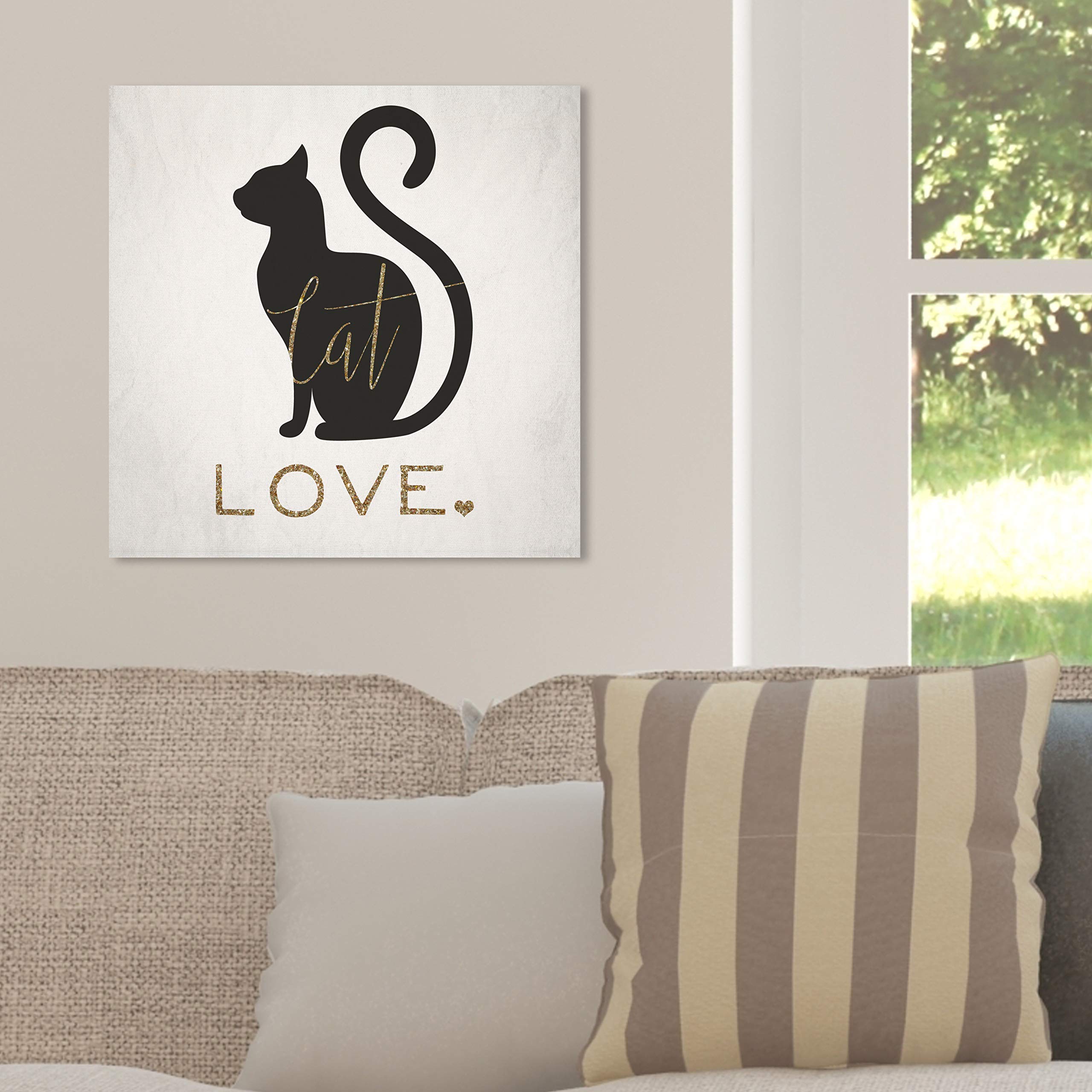 Oliver Gal Artist Co. Cat Love Wall Art Canvas Print - 20x20 Inches, Black & Gold Animal Home Decor - Perfect for Living Room, Bedroom & Office