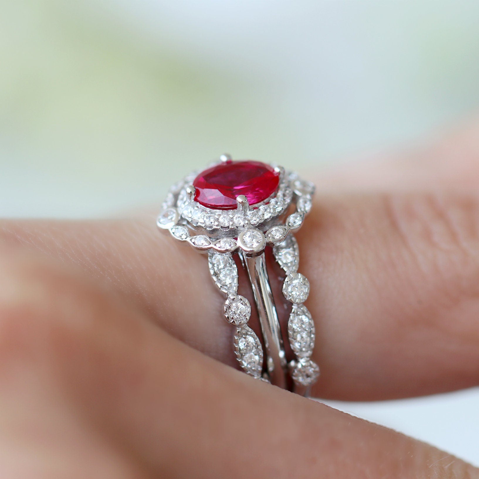 Valentina Ruby Ring Sterling Silver - Elegant Handmade Jewelry for Women, Perfect Gift for Valentine's Day, Anniversary & Special Occasions