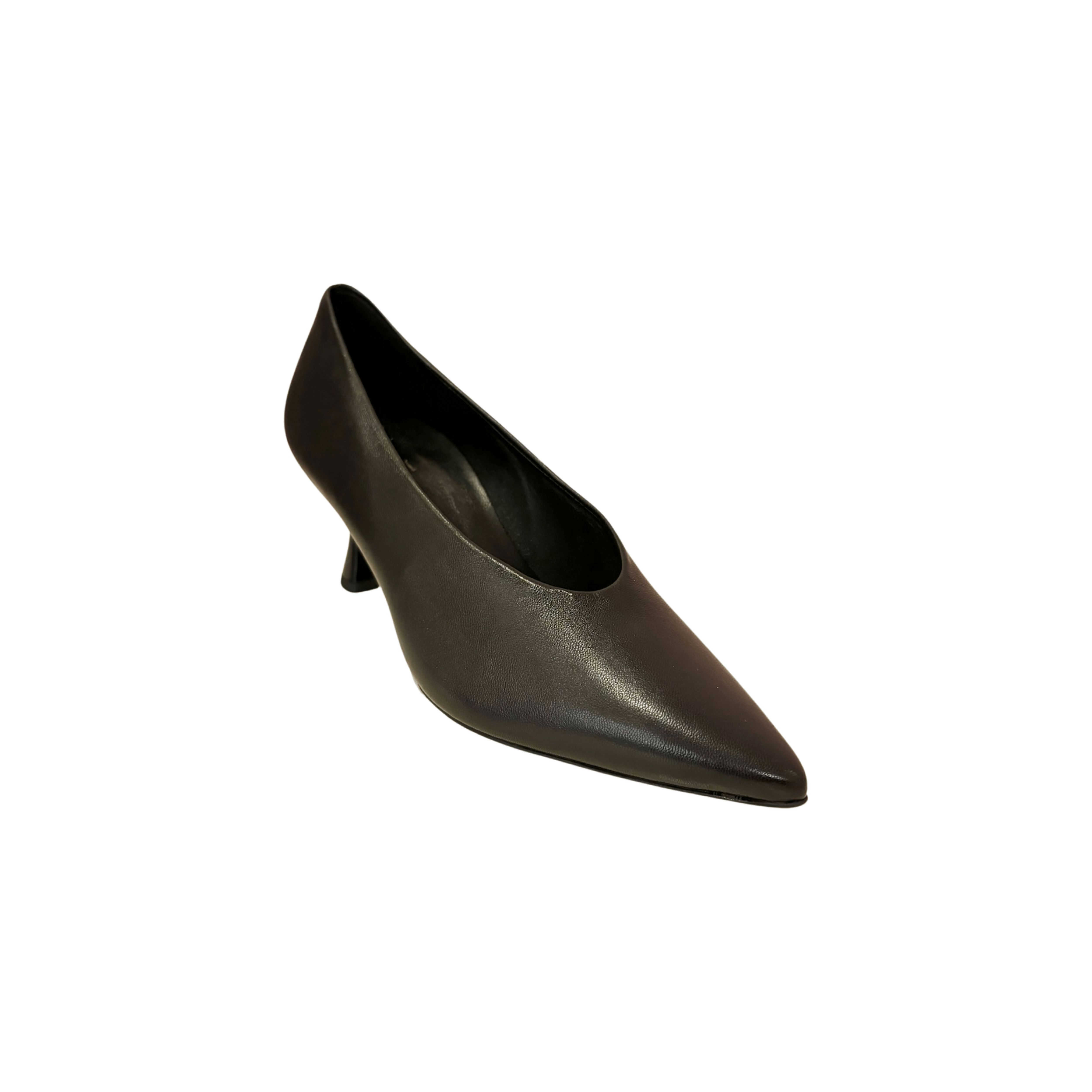Black Leather Sculpture Pump Women's High Heels - Elegant Pointed Toe Dress Shoes for Office, Party & Special Occasions