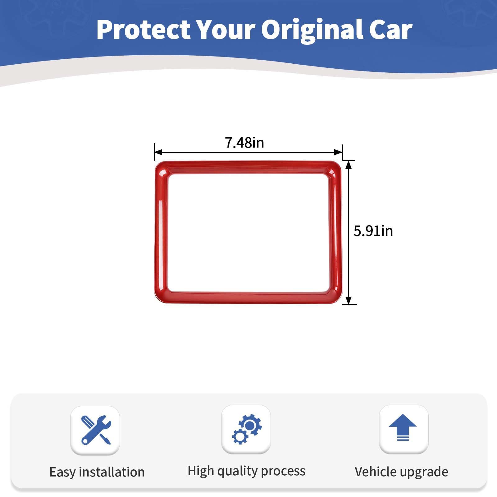 RT-TCZ Red Dashboard Display Screen Trim Frame Cover for 2015-2023 Dodge Challenger | Interior Accessories Upgrade | Perfect for Car Enthusiasts & Customization Projects
