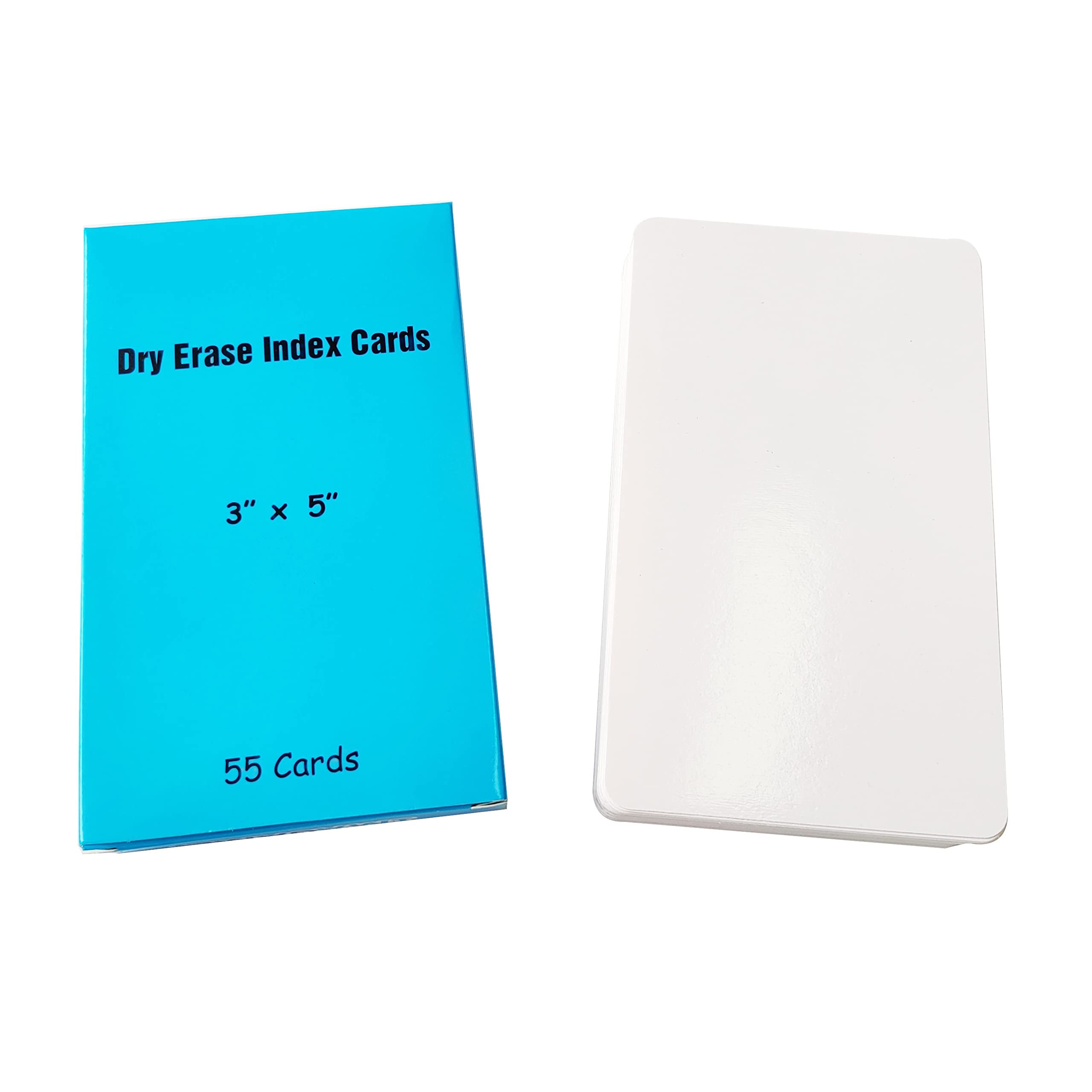 Dry Erase Index Cards 3x5 Inches - 55 Pack Double Sided Blank Laminated Note Cards - Reusable Whiteboard Flash Cards for School, Office & Home - Perfect for To-Do Lists, Study Notes & Classroom Activities