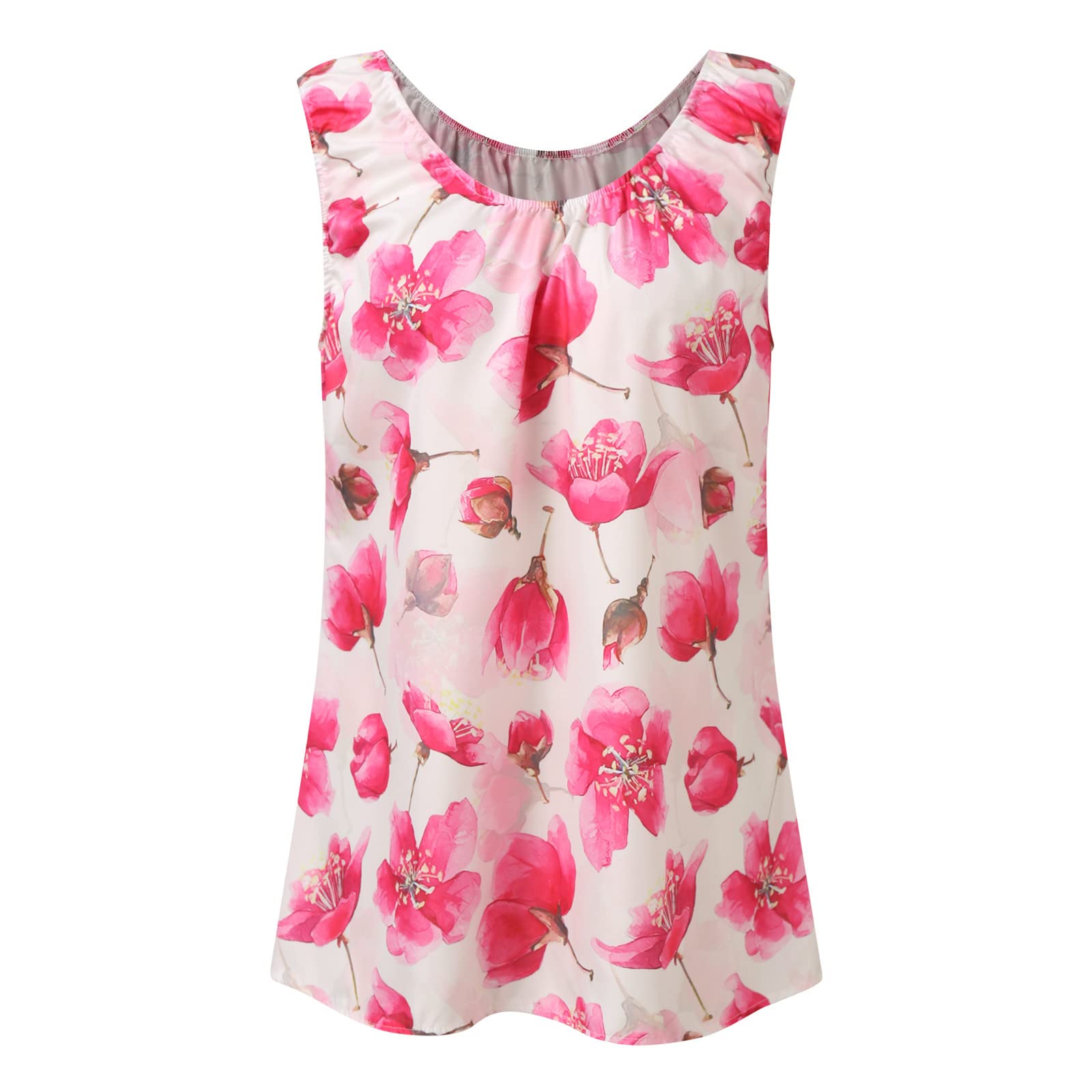 Women's Sexy Floral Print Tank Tops - Sleeveless Crewneck Casual Blouses & Swing Fit T-Shirts for Summer, Beach, and Party Wear