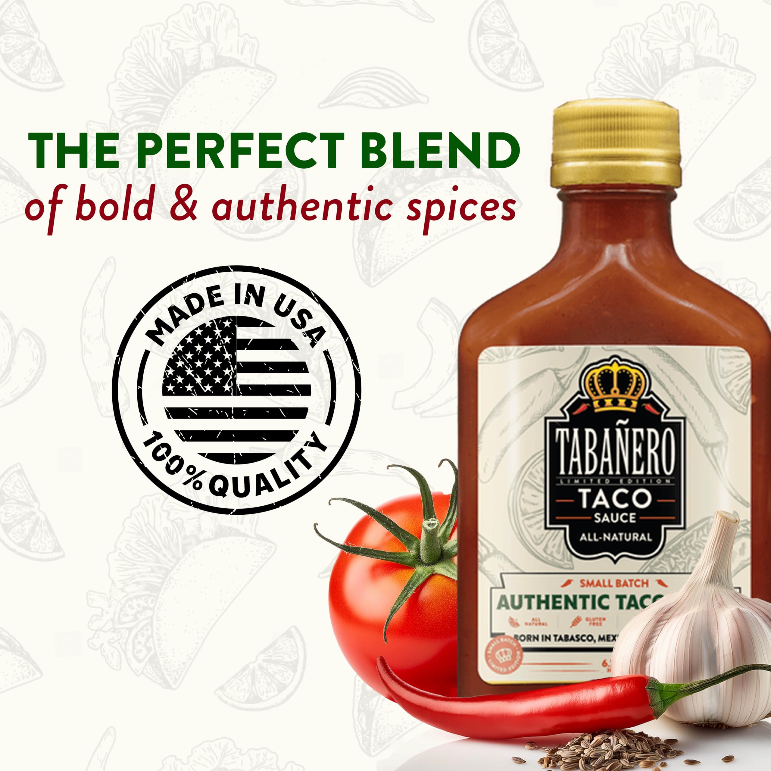 Tabañero Hot Taco Sauce - Authentic Mexican Red Enchilada Sauce for Tacos & Burritos | All Natural, Gluten Free, Vegan, Kosher | Gourmet Food Gift Made in USA (6.7 oz) - Perfect for Spicy Food Lovers, Mexican Cuisine & Home Cooking
