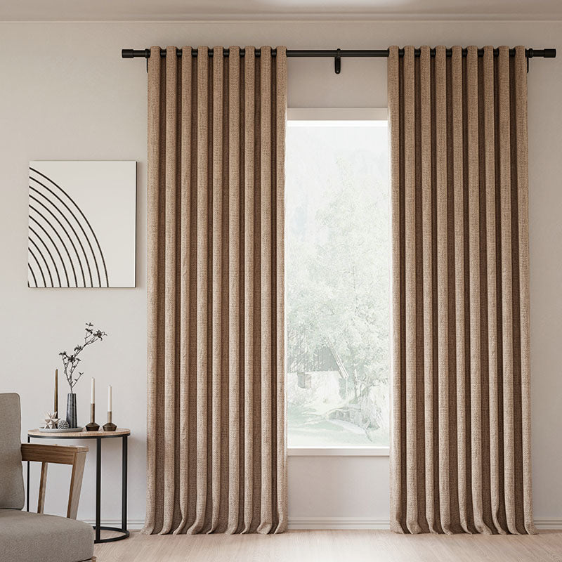 Linen Blackout Curtains with Grommet Top - Natural Modern Ivory White Custom Drapes for Bedroom & Living Room - Thermal Insulated Noise Reducing Window Treatments for Home Decor