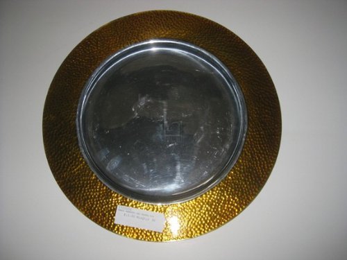 Jay Round Amber Hammered Enamel Rim Charger Plate - Elegant Dinnerware for Holiday Parties & Formal Dining Decor