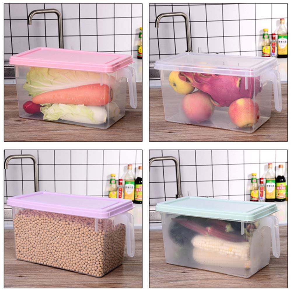 Stackable Plastic Food Storage Containers with Lids - 4-Pack Square Kitchen Organizers for Refrigerator | Perfect for Fruits, Vegetables, Meat & Eggs | BPA-Free, Space-Saving Pantry & Meal Prep Solution (Pink)