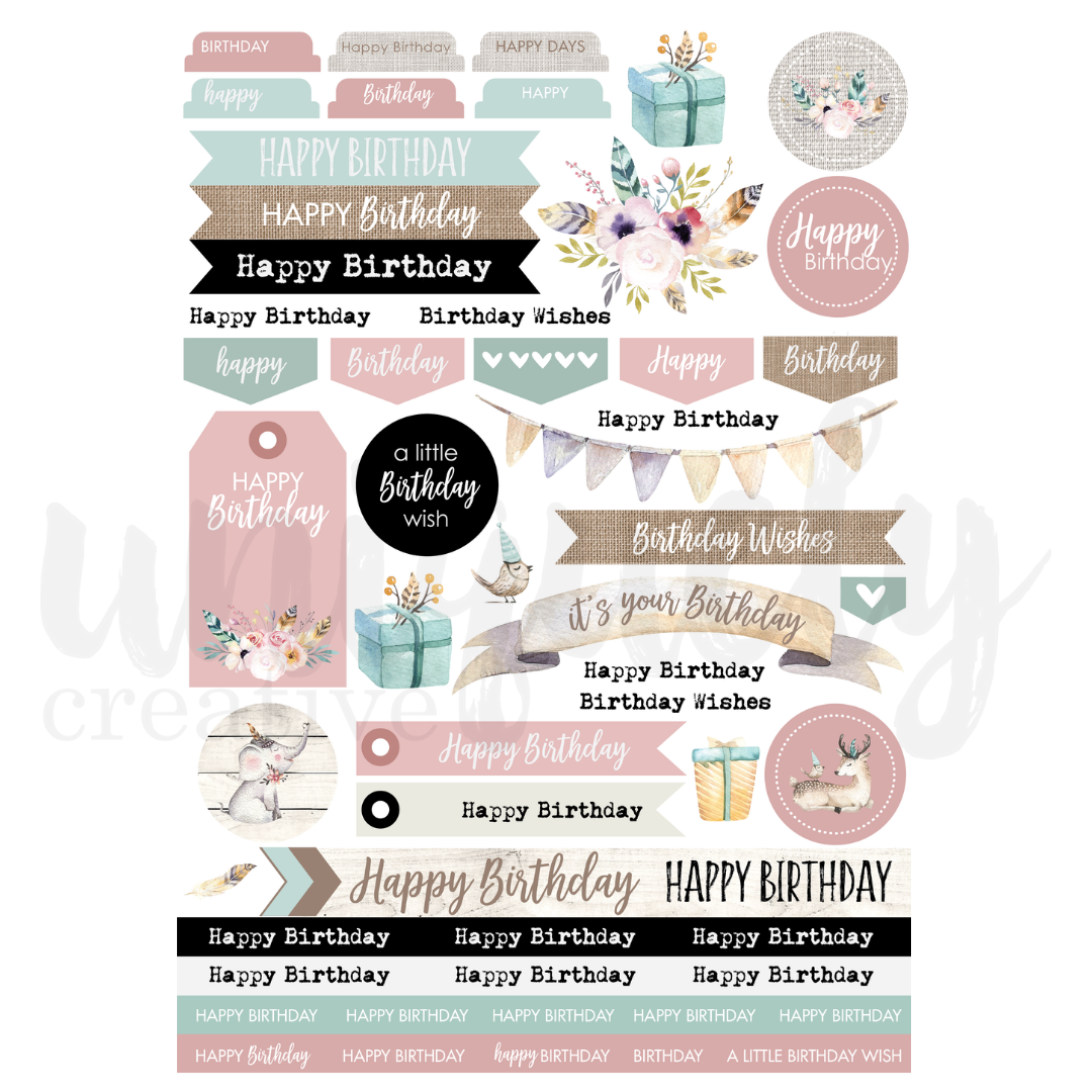 Happy Birthday Cake Topper Decoration - DIY Cut Out Sheet for Birthday Cakes, Cupcakes & Party Decorations | Perfect for Birthday Parties, Baby Showers & Celebrations