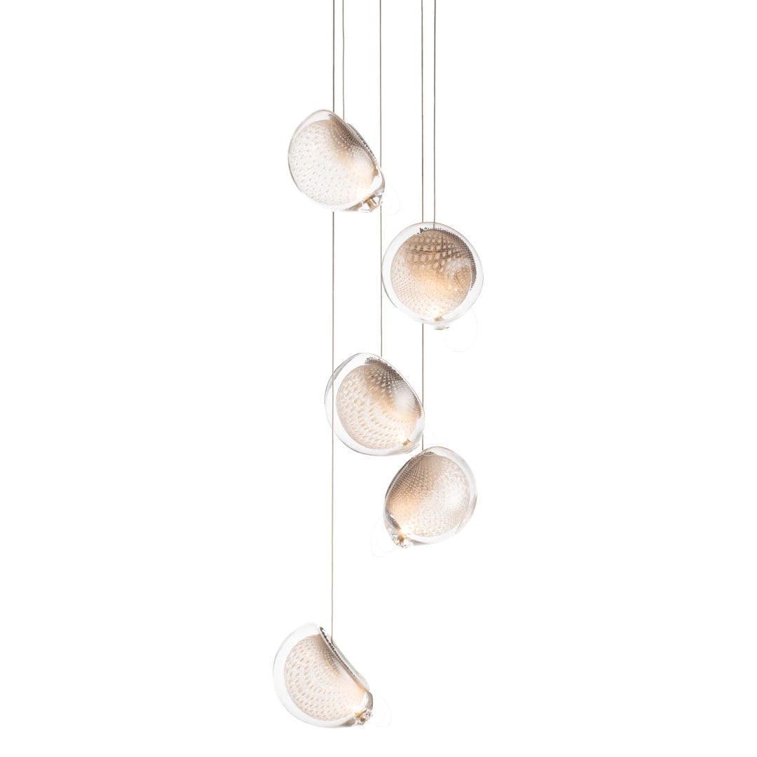 Modern Mesh Glass Pendant Light Fixture - Elegant Hanging Chandelier for Kitchen Island, Dining Room & Bedroom Decor - Dimmable LED Lighting for Home & Office Spaces