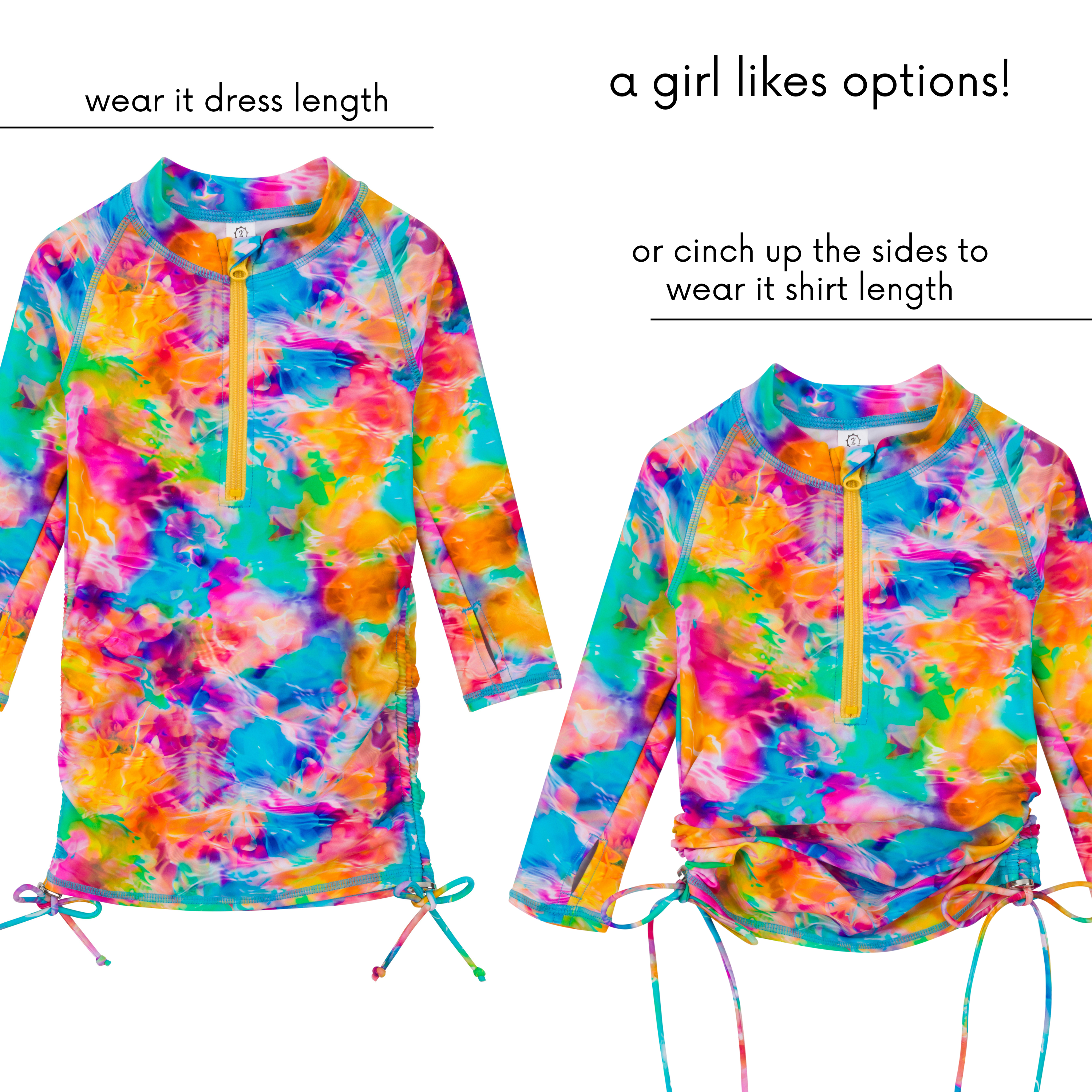 Girls Long Sleeve Swim Dress Cover Up - UV Protection Beach Dress for Kids | Perfect for Pool, Beach Vacation & Summer Outings