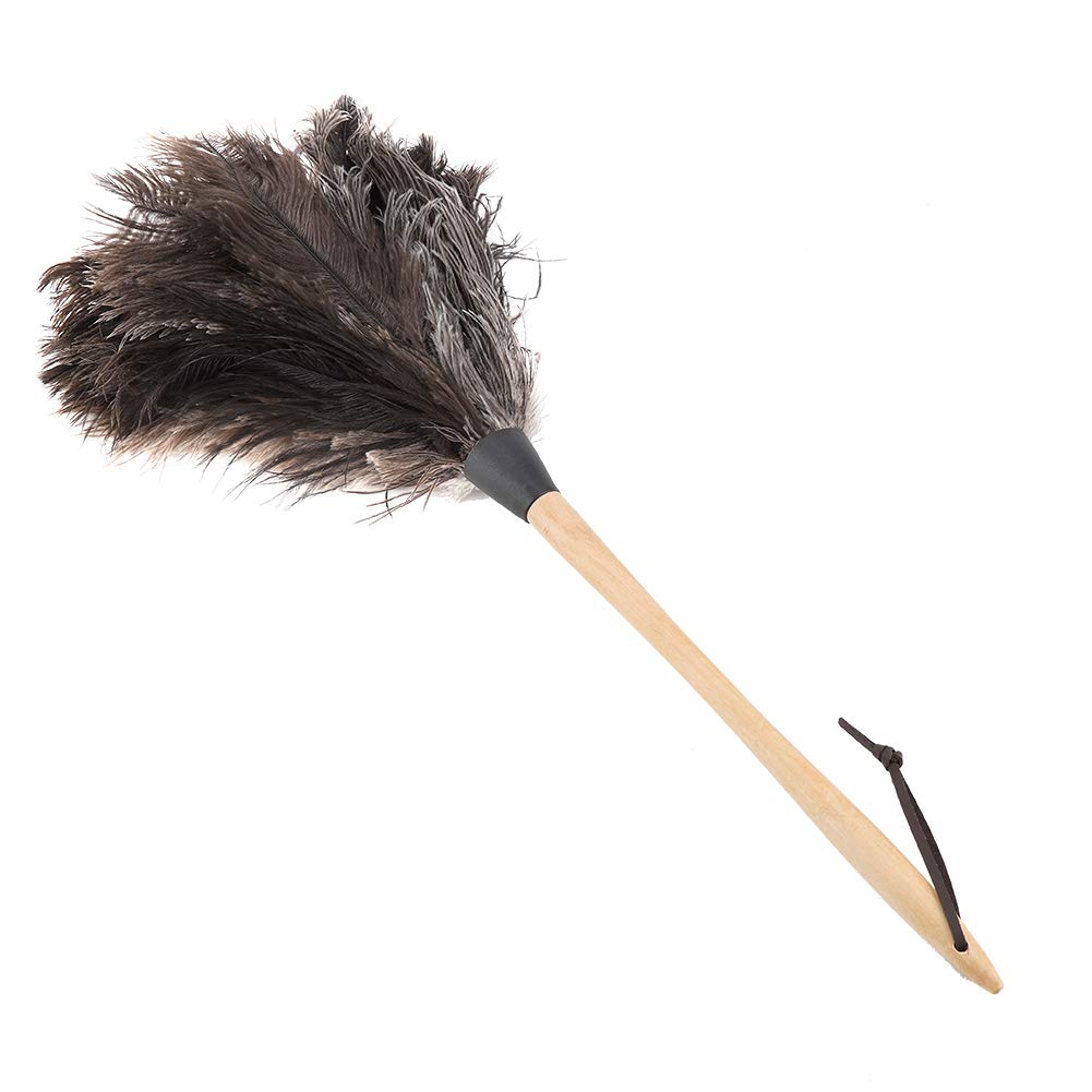Premium Natural Ostrich Feather Duster with Wooden Handle - Eco-Friendly Reusable Dusting Tool for Home Cleaning | Perfect for Blinds, Kitchen, Keyboard, Office & Delicate Surfaces