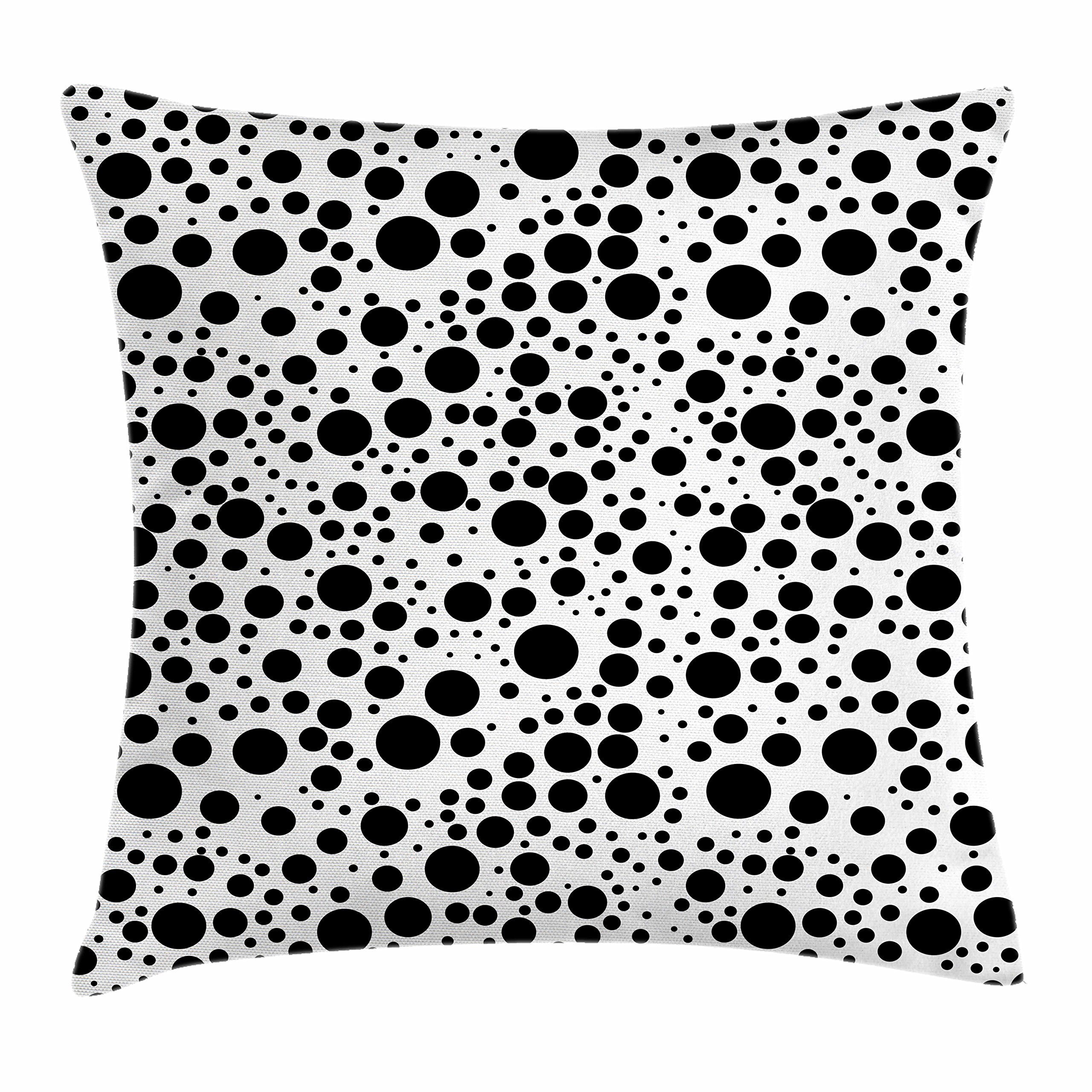 Ambesonne Black and White Dot Throw Pillow Cover 18x18 Inches - Modern Minimalist Bubbles Pattern Square Cushion Case for Sofa, Bed, Living Room Decor - Home & Office Decorative Accent Pillow