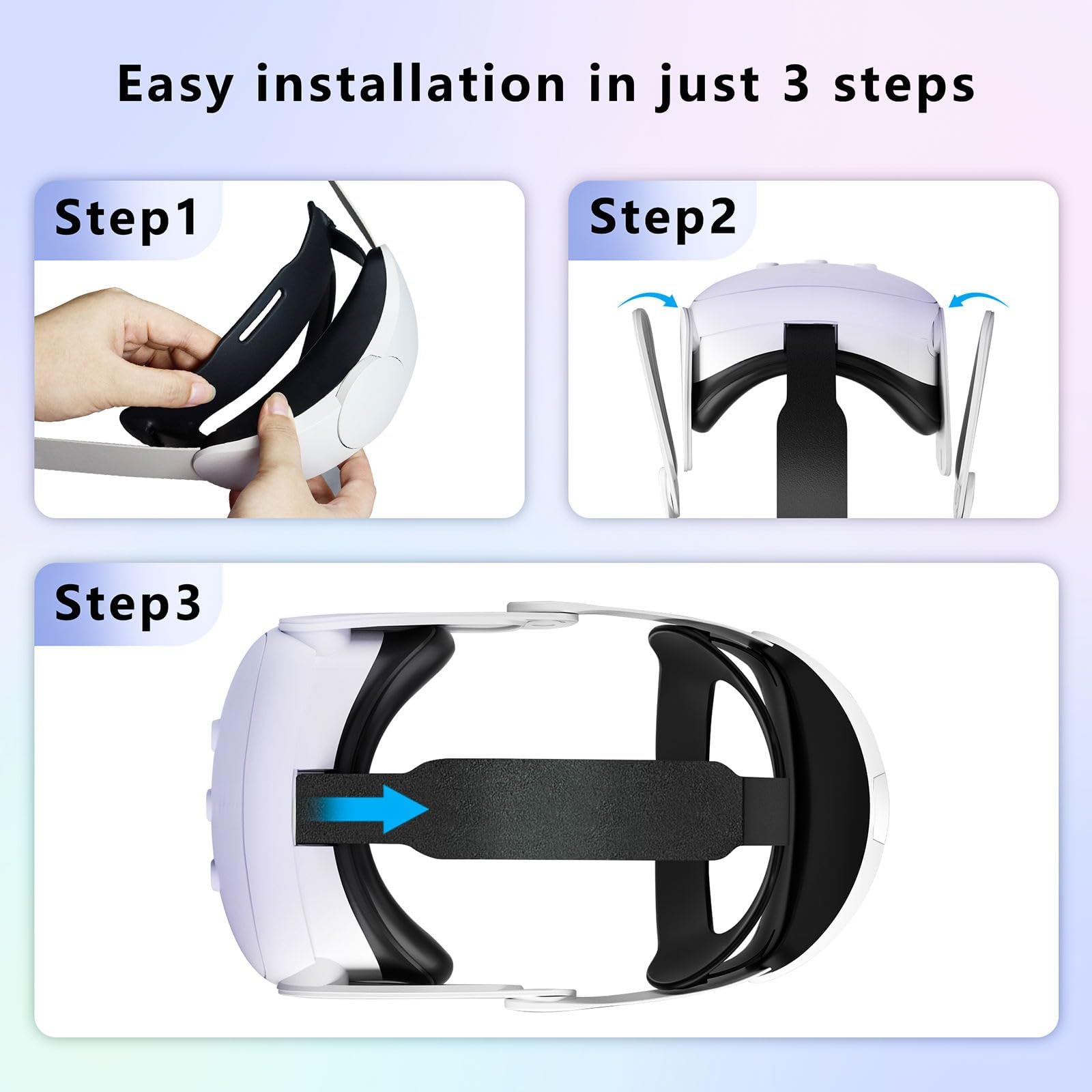 KYYOKE Adjustable Comfortable Elite Strap for Oculus Quest 3 & Meta Quest 3 Accessories - Lightweight VR Headset Replacement Headband with Enhanced Stability - Perfect for Gaming, Virtual Reality Experiences & Extended Play Sessions