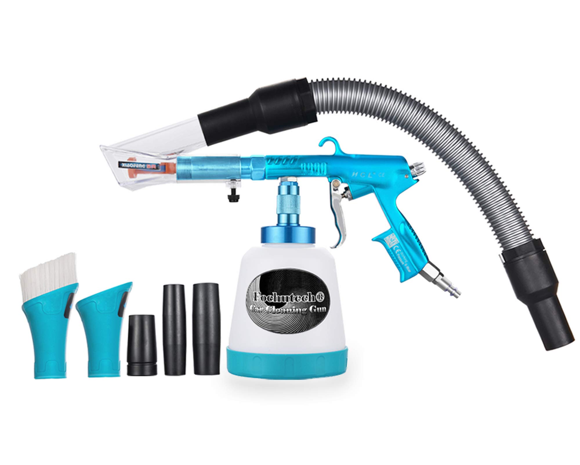 Fochutech Car Cleaning Kit - Pneumatic Car Wash Gun with 1/4'' NPT Air Plug | Professional Auto Detailing Tools for Upholstery, Dust Removal & Vehicle Care | Perfect for Home Garage, Car Wash Service & Auto Detailing Business