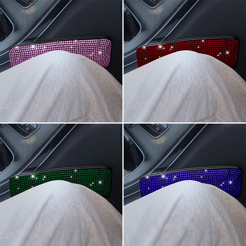 2 Pack Bling Diamond Soft Leather Car Center Console Knee & Elbow Cushion Pads - Comfortable Car Pillow Accessories for Women & Girls (Red) | Perfect for Long Drives, Road Trips & Daily Commute