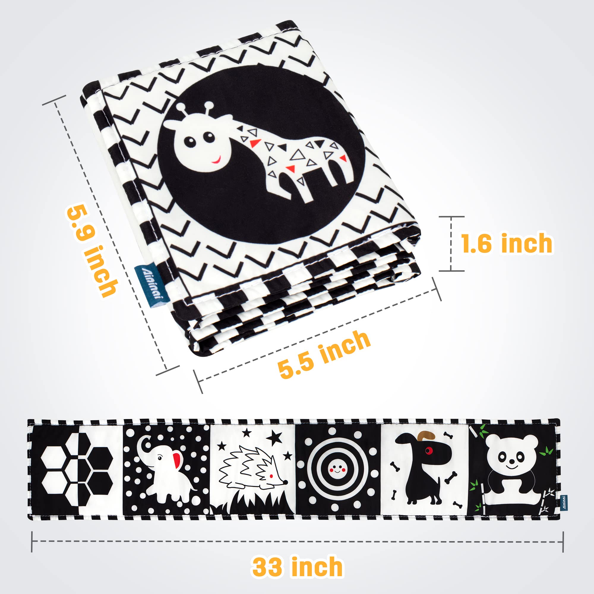 SYNARRY High Contrast Black & White Baby Book - Newborn Sensory Toys 0-6 Months | Tummy Time Activity Cloth Book for Infant Visual Development | Perfect for Early Learning & Playtime