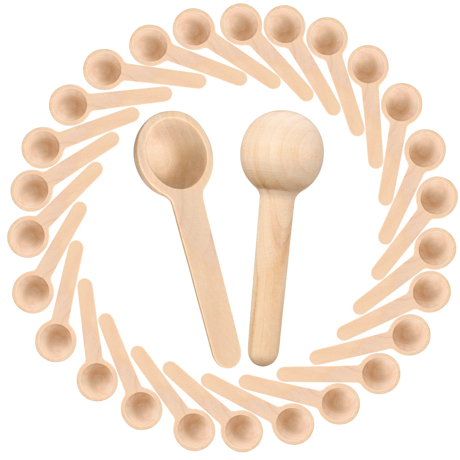 Patelai Mini Wooden Spoons Bulk - 100-Piece 3-Inch Small Wooden Spoons for Coffee, Honey, Sugar, Tea, Condiments & Bath Salts | Perfect for Kitchen, Coffee Shops & DIY Crafts (Cute Style)