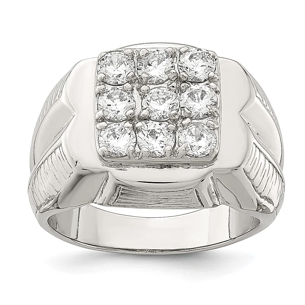 925 Sterling Silver Men's Cubic Zirconia CZ Ring - Elegant Fine Jewelry for Men, Gifts for Him, Dad, Husband - Perfect for Weddings, Anniversaries & Special Occasions