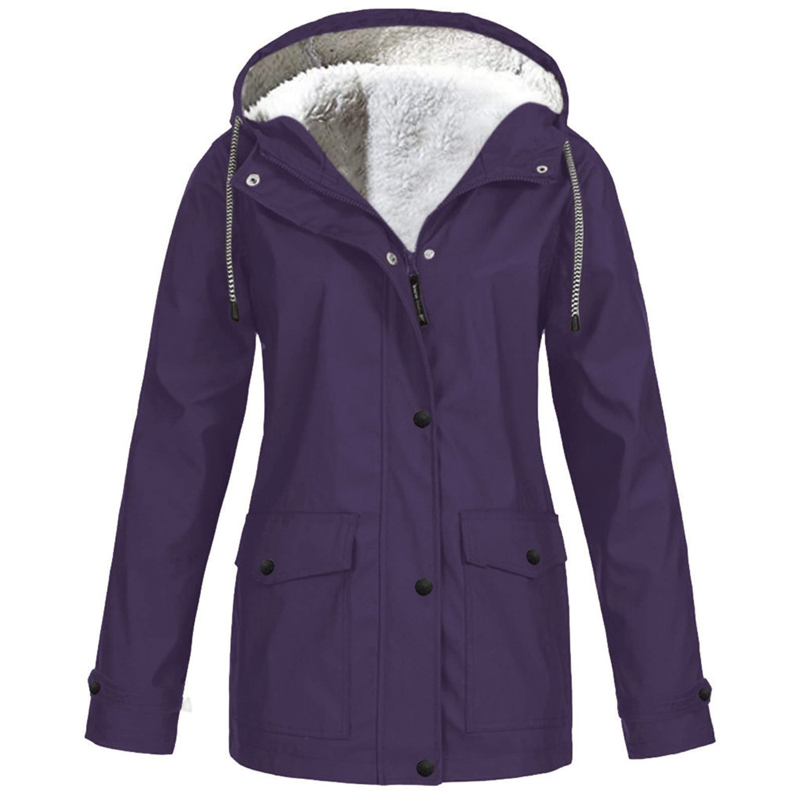 Waterproof Fleece Lined Rain Jacket for Women - Windproof Softshell Hooded Trench Coat for Fall & Winter | Outdoor Hiking, Commuting & Travel Essentials