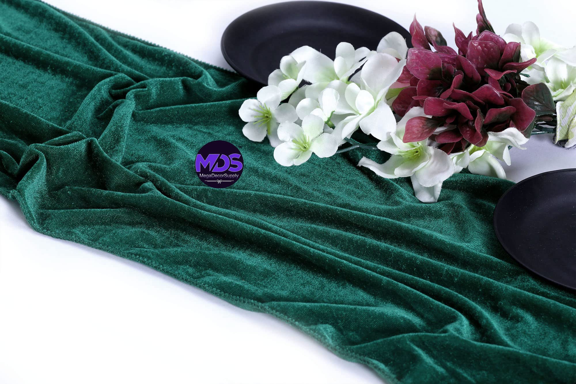 15 Pack 12x108 Inch Velvet Wedding Table Runners - Emerald Green Table Decor for Banquet, Reception & Party Decorations | Elegant Table Setting for Weddings, Anniversaries & Special Events
