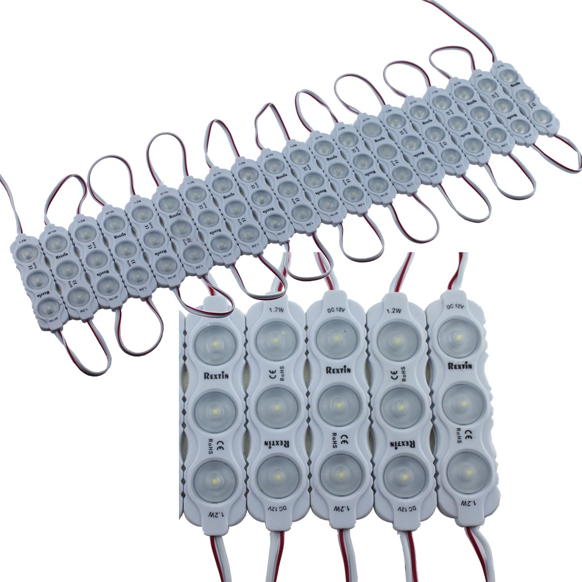 Rextin Super Bright 200pcs 2835 LED Module - 120-150LM per Module, Waterproof Decorative Lighting for Letter Signs & Advertising Displays with Adhesive Backing, 3-Year Warranty (Blue) - Perfect for Storefronts, Wedding Decor, and Event Signage