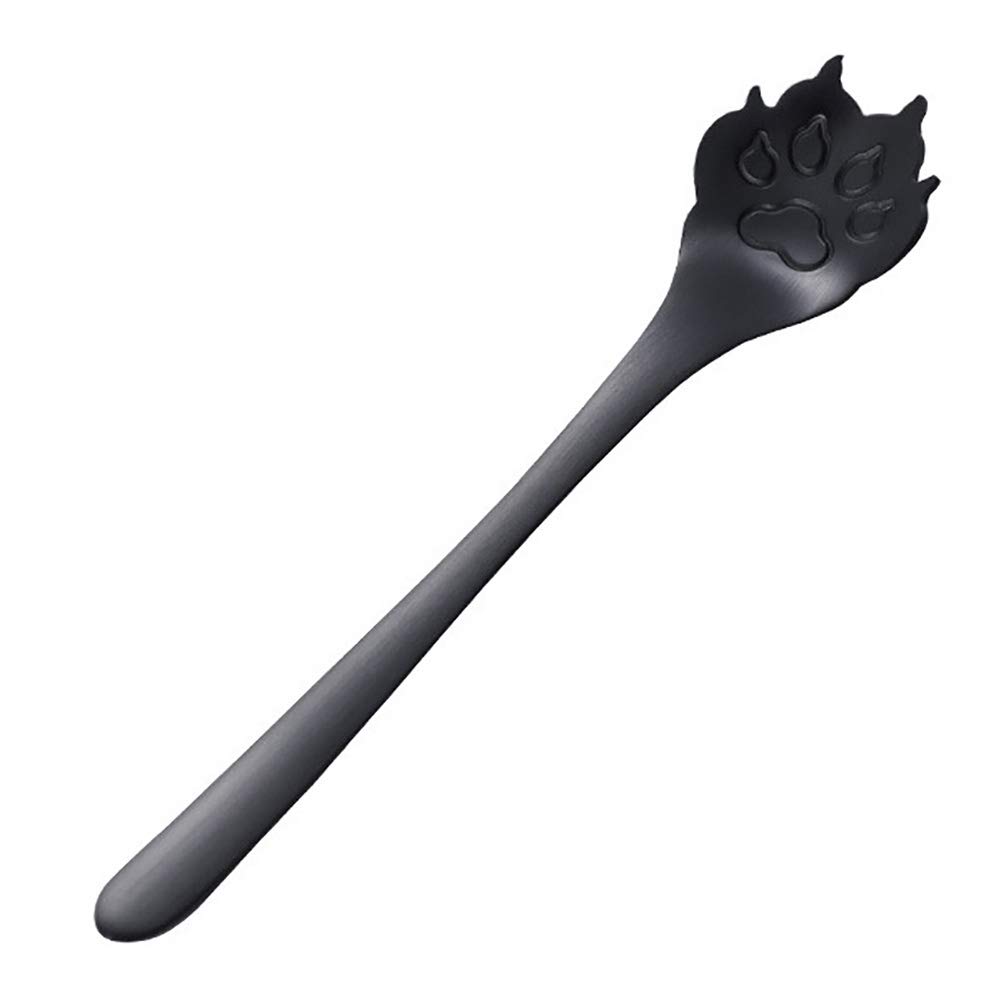 Premium Stainless Steel Dog Paw Spoon - Long Handle Ice Cream & Dessert Utensil - Elegant Black Coffee Flatware - Perfect for Parties, Gifts & Home Dining