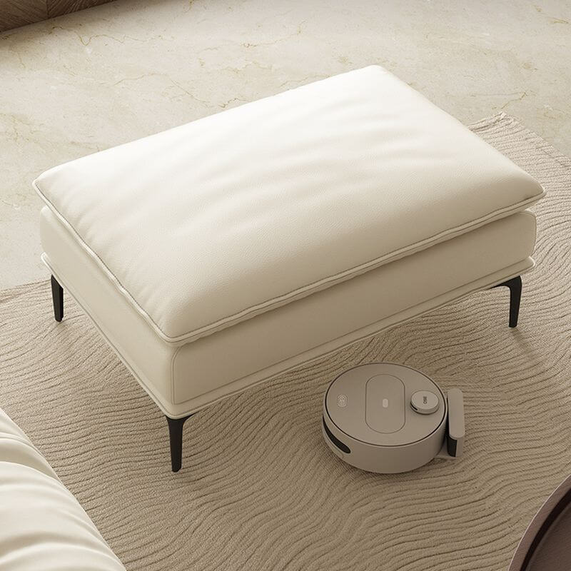 Minimalist Solid Color Accent Stool with Upholstered Seat - Ink, Tangerine or Beige - Modern Home Decor for Living Room, Bedroom or Office