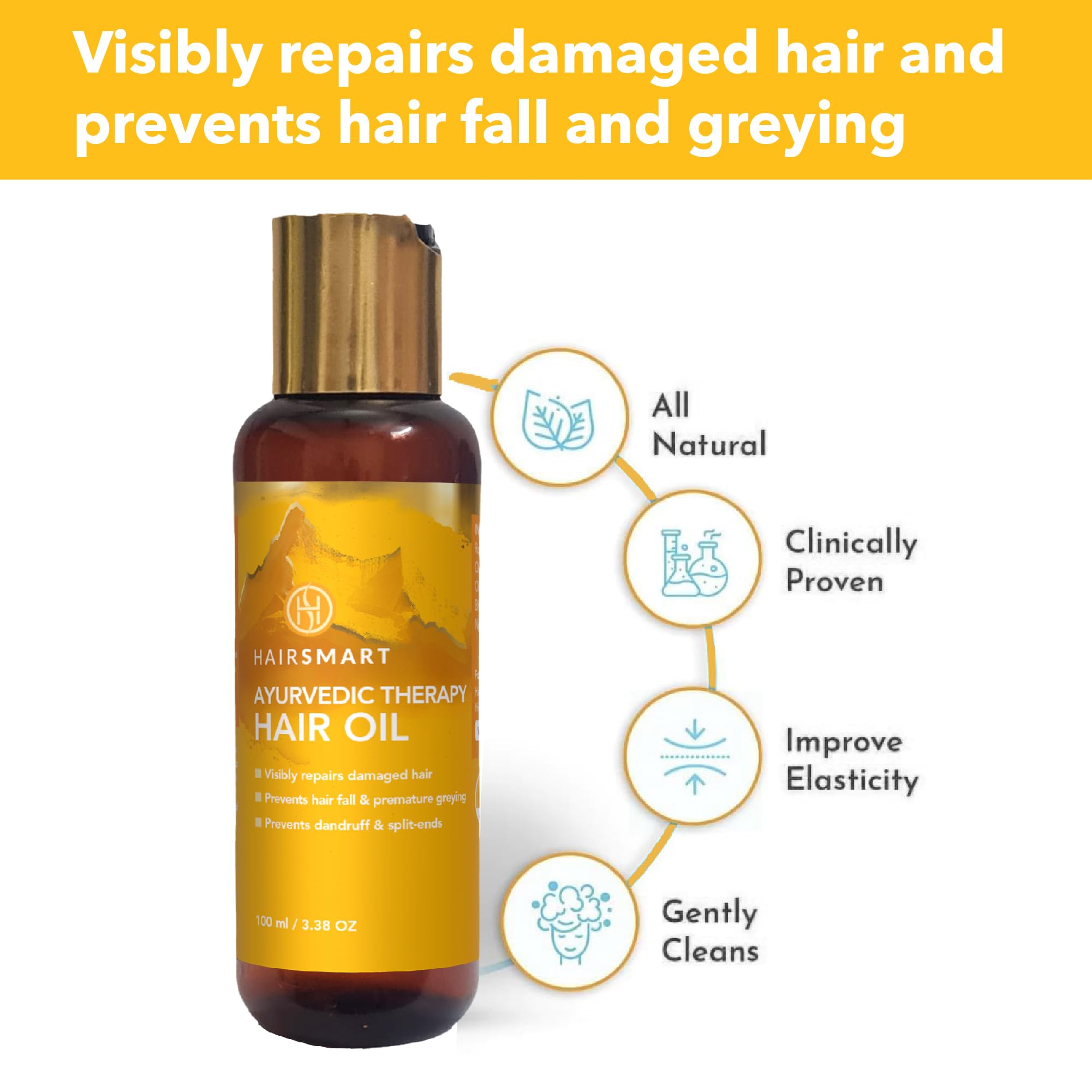 Organic Ayurvedic Rosemary Hair Growth Oil with Brahmi, Bhringaraj & Amla - Promotes Hair Growth, Strength & Scalp Care - Anti-Hair Fall & Frizz Control Treatment (Pack of 1) - Perfect for Daily Hair Care & Natural Styling