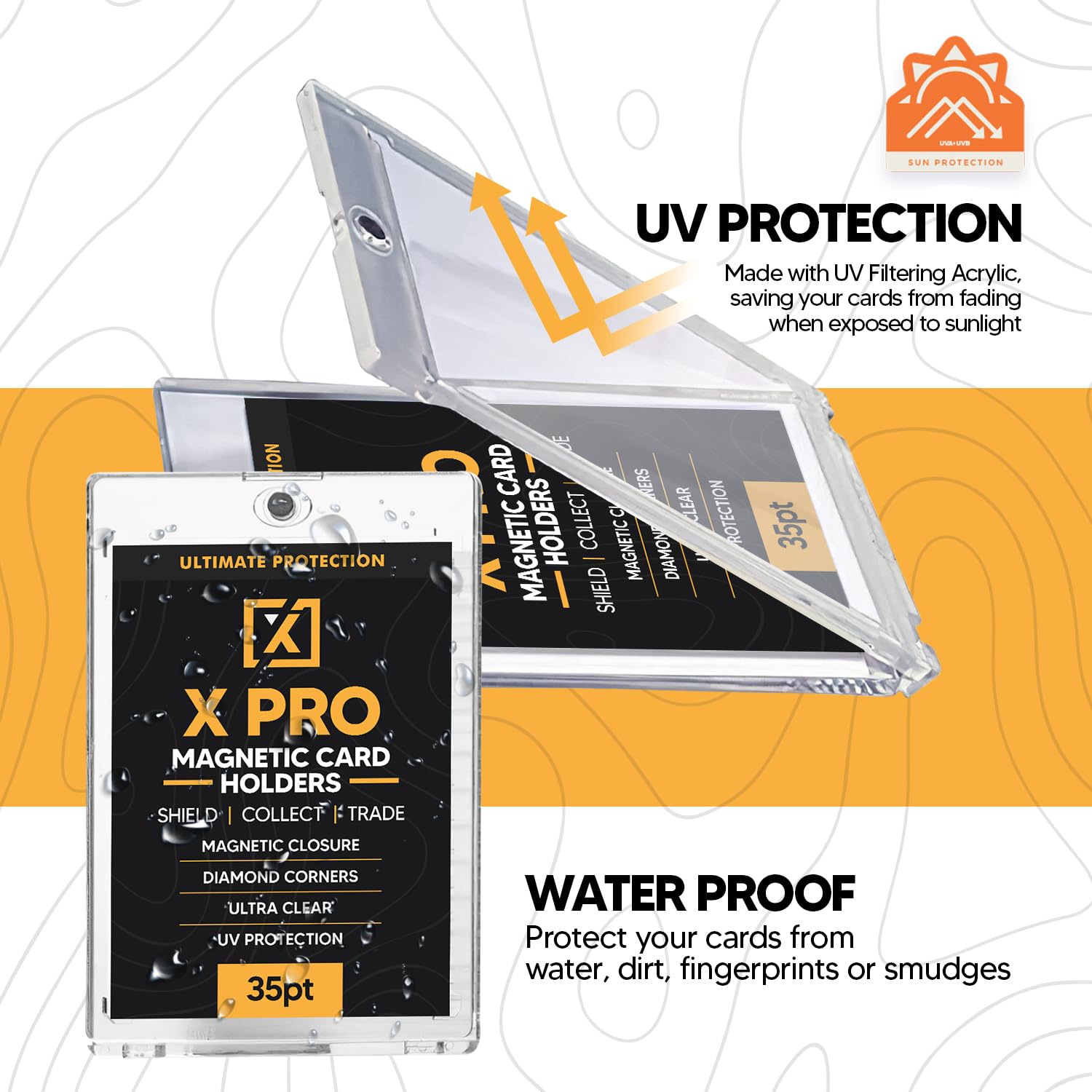 X PRO 35PT Magnetic Card Holder [25 Pack] - Premium Trading Card Protectors with Cleaning Cloth | Baseball, Sports & Collectible Card Storage | Durable Hard Case for Card Show, Game Day & Display Collection