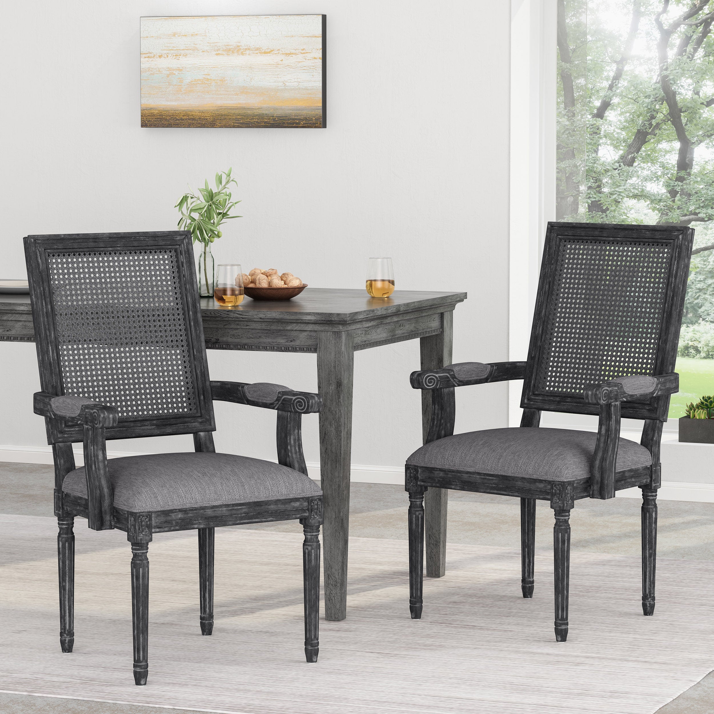 8 Modern Dining Chairs Set - Sturdy Wooden Kitchen Chairs with Padded Seats - Comfortable Home Restaurant Furniture for Dining Room, Kitchen, and Cafe Use