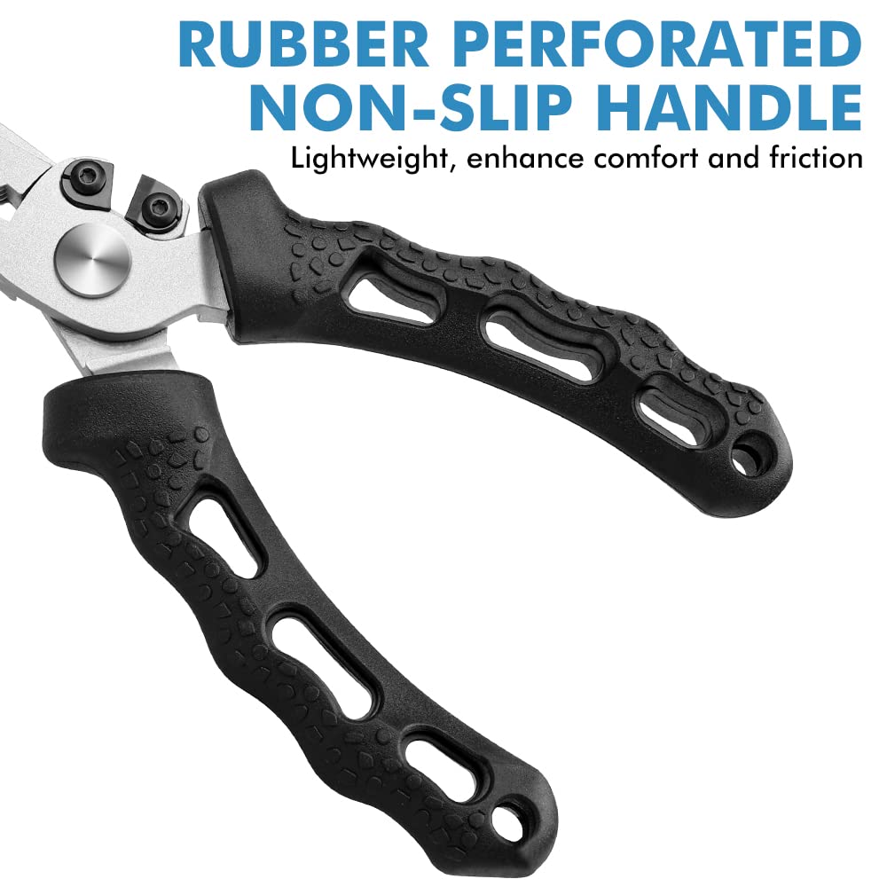 TRUSCEND Lockable Fishing Pliers with Ergonomic Handle - Saltwater Resistant Teflon Coated Multi-Tool with Mo-V Cutter - Perfect Fishing Gear for Saltwater & Freshwater Fishing - Great Gift for Anglers