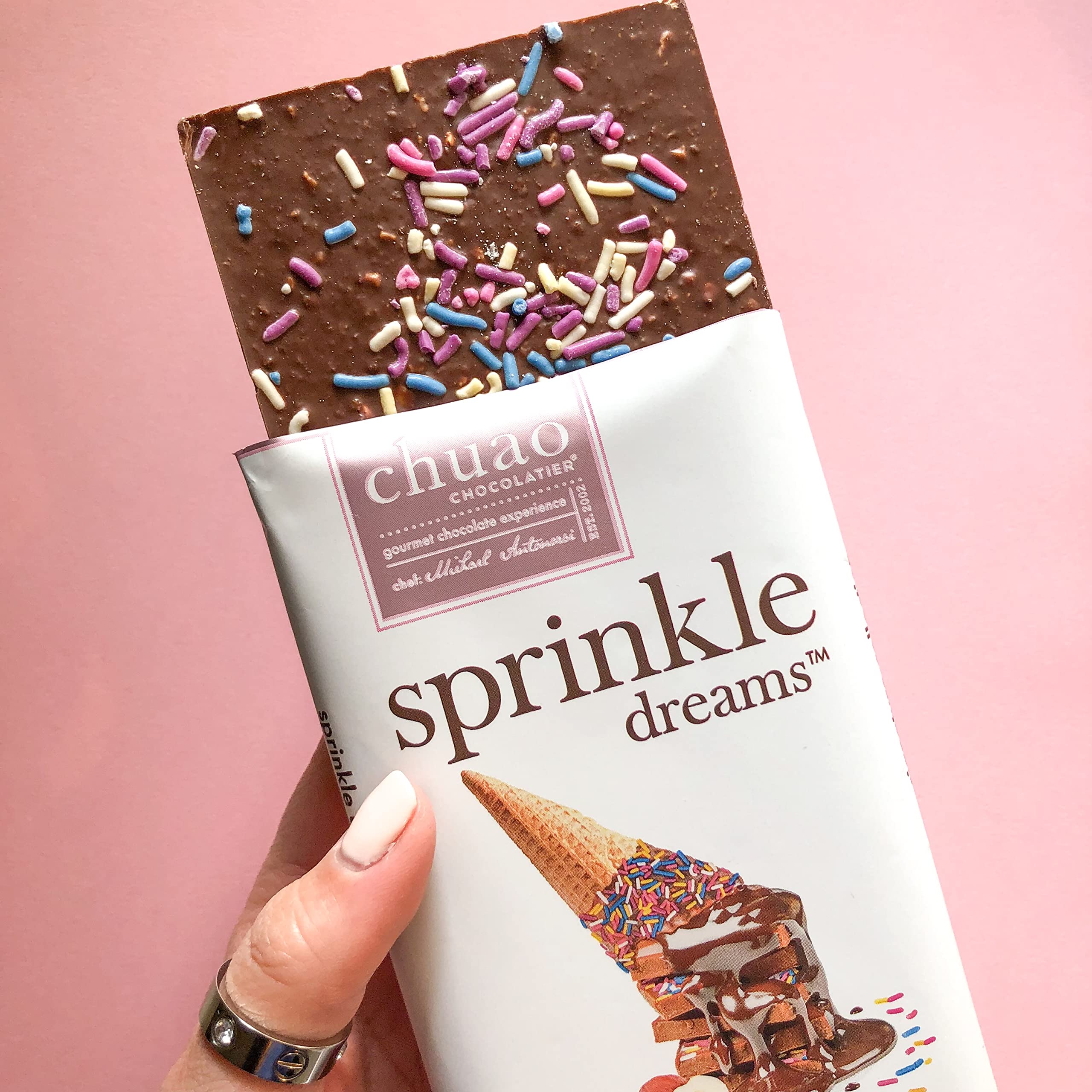 Chuao Chocolatier Sprinkle Dreams Milk Chocolate Bars - Gourmet Waffle Cone No Preservatives - 3 Pack Chocolate Gift Box for Birthdays, Thank You Gifts, Care Packages & Holiday Treats