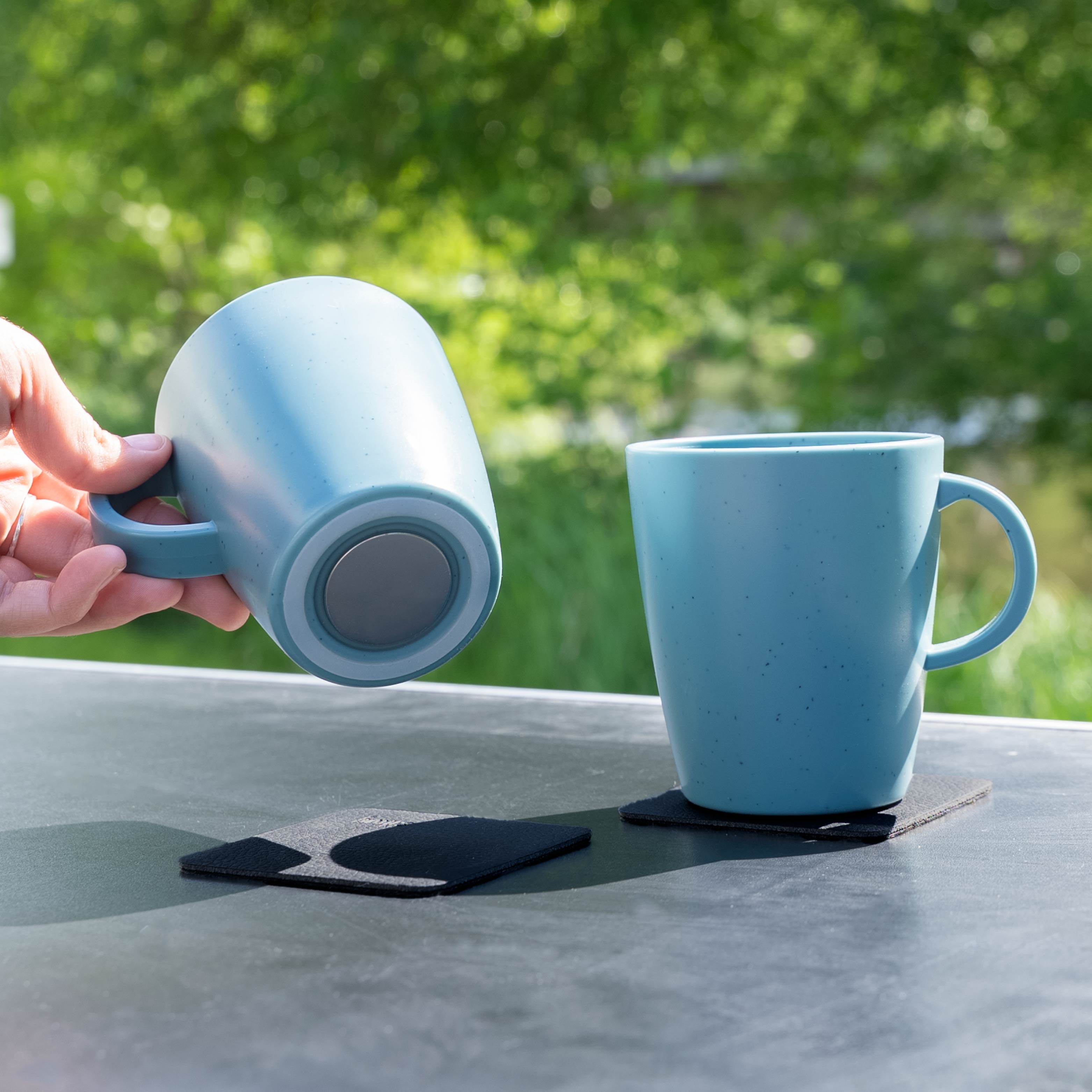 Durable Plastic Cups with Magnet Base - Dolomite Blue Color for Home, Office, and Outdoor Use