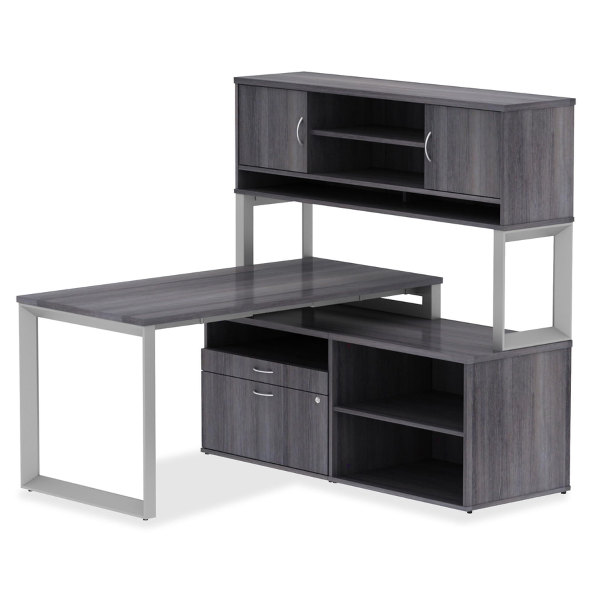 Lorell Relevance Series Mahogany Laminate Office Desk - Modern Executive Workstation for Home & Business Use - Perfect for Office, Study Room, or Workspace Setup
