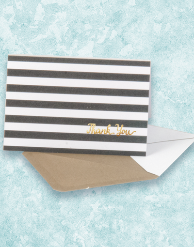Black Stripe Thank You Cards - Elegant Stationery for Appreciation Notes, Business Thank You Cards, and Special Occasions