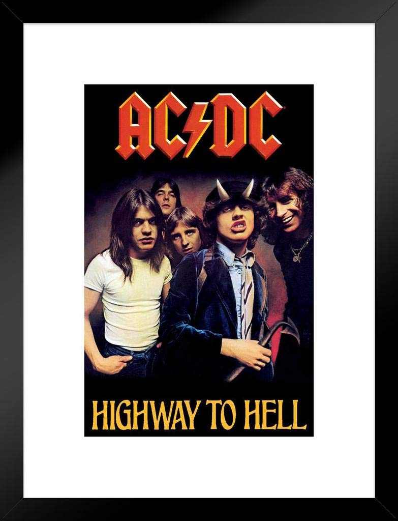 Pyramid America AC/DC Highway to Hell Album Cover Framed Poster - Classic Rock Band Music Wall Art Decor (20x26 Inches) - Perfect for Bedroom, Living Room, Man Cave & Music Studio Decorations