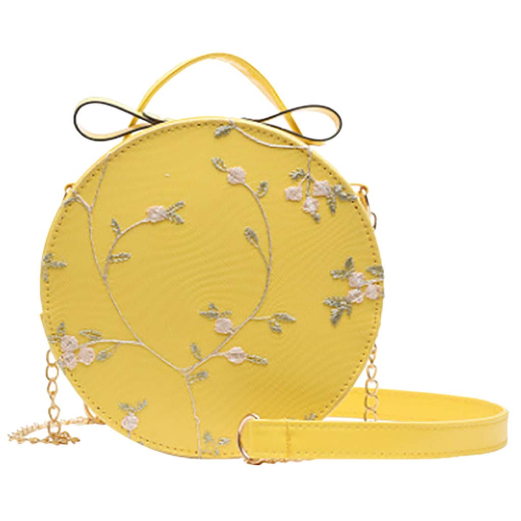 LEKODE Women Handbag Lace Fresh Round Bag Chain Crossbody Bag for Wedding Party Date Night